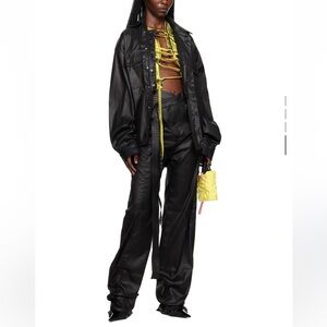 Ottolinger Black Wrap Faux Leather Jeans